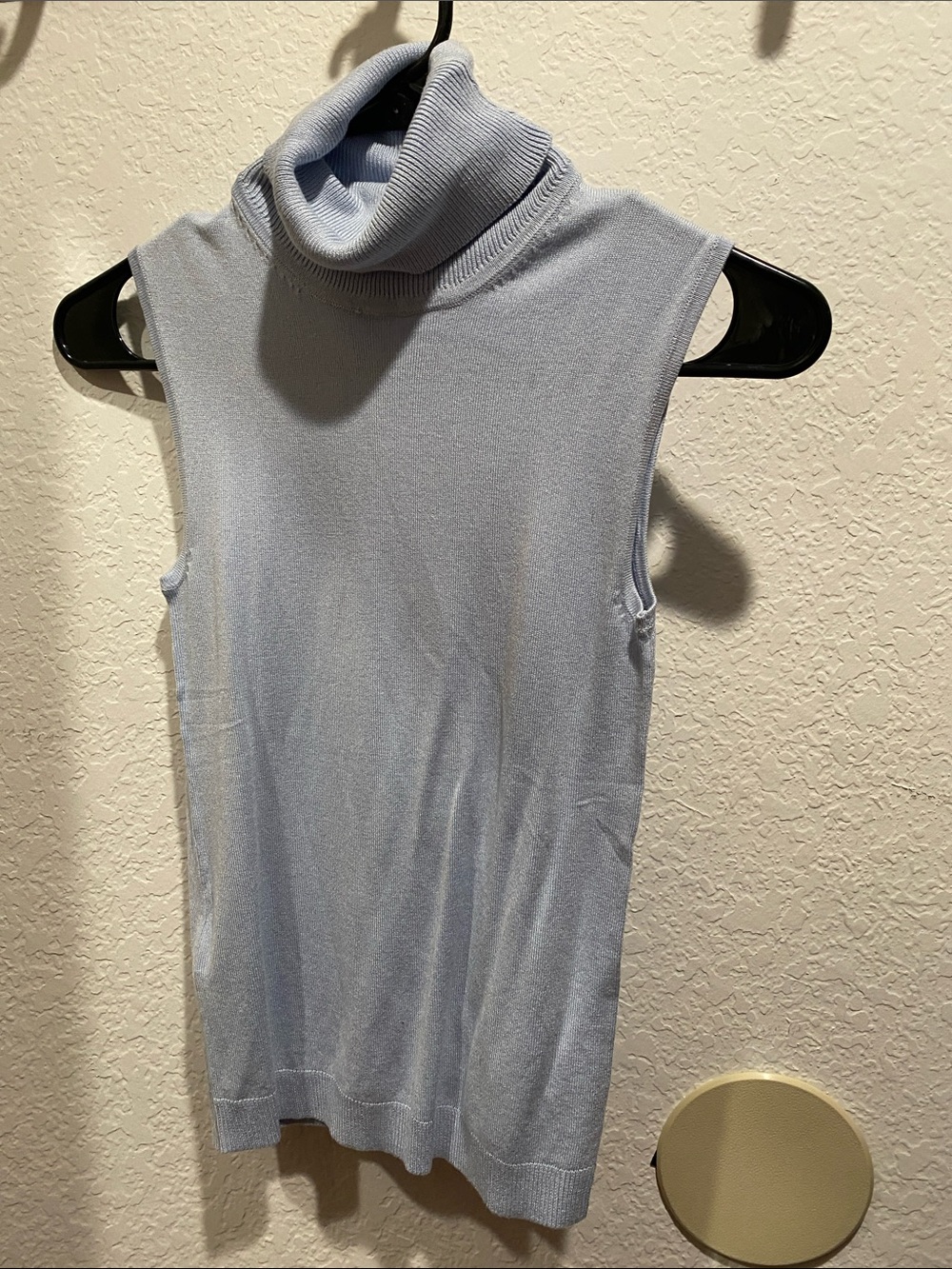 Mango Light Blue Sleeveless Turtleneck Knit Top